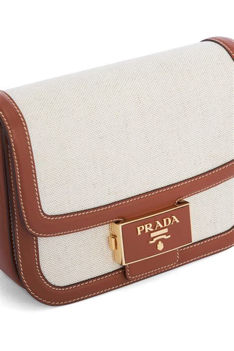 Prada Prada Emblème Bag In Linen Blend And Leather .